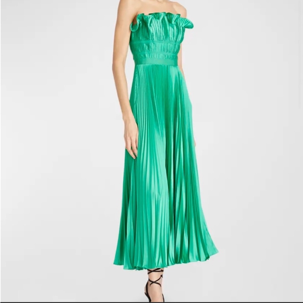 AMUR Giada Strapless Pleated Charmeuse Dress